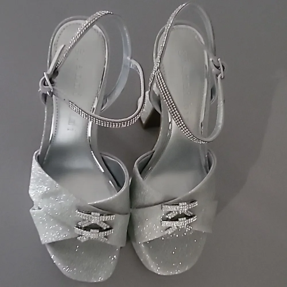 Gianni Bini Dempsey Glitter Rhinestone Bow Platform Sandals Size 9M